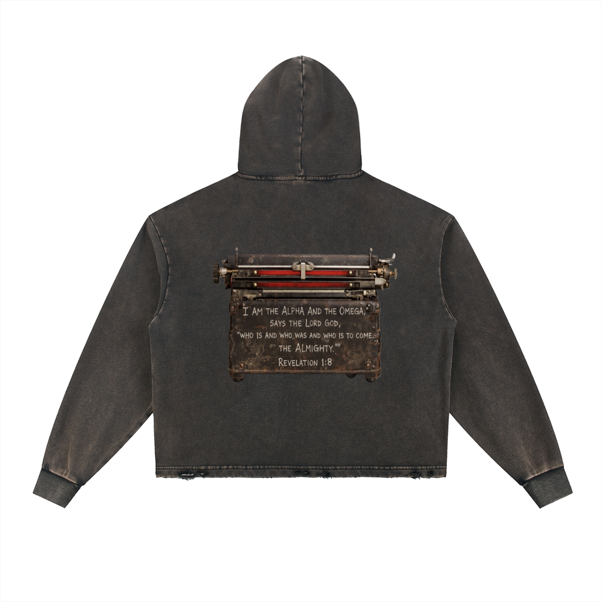 Worthy Forever Vintage Washed Frayed-Hem Hoodie