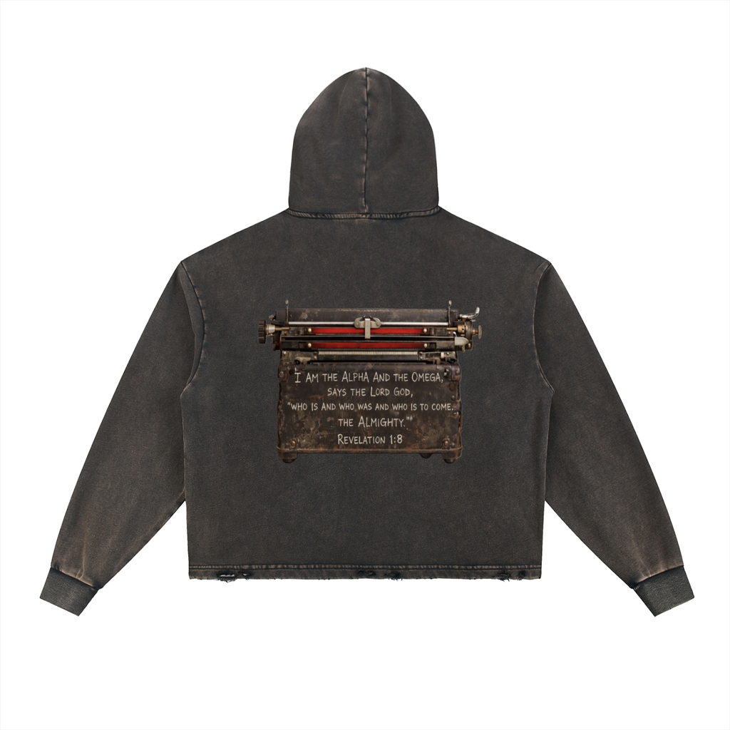 Worthy Forever Vintage Washed Frayed-Hem Hoodie