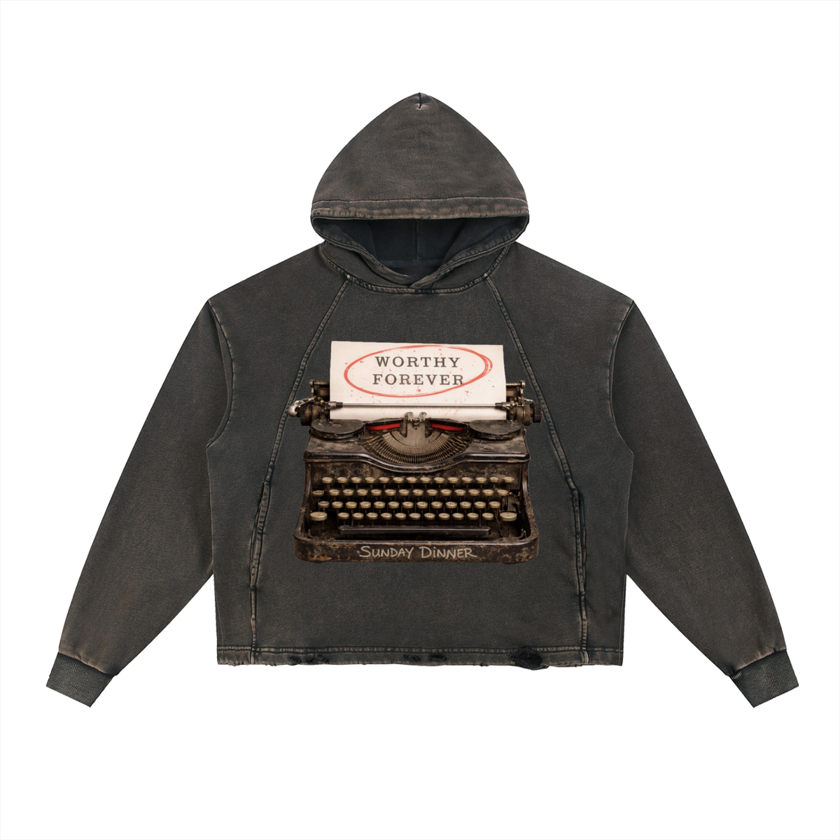 Worthy Forever Vintage Washed Frayed-Hem Hoodie