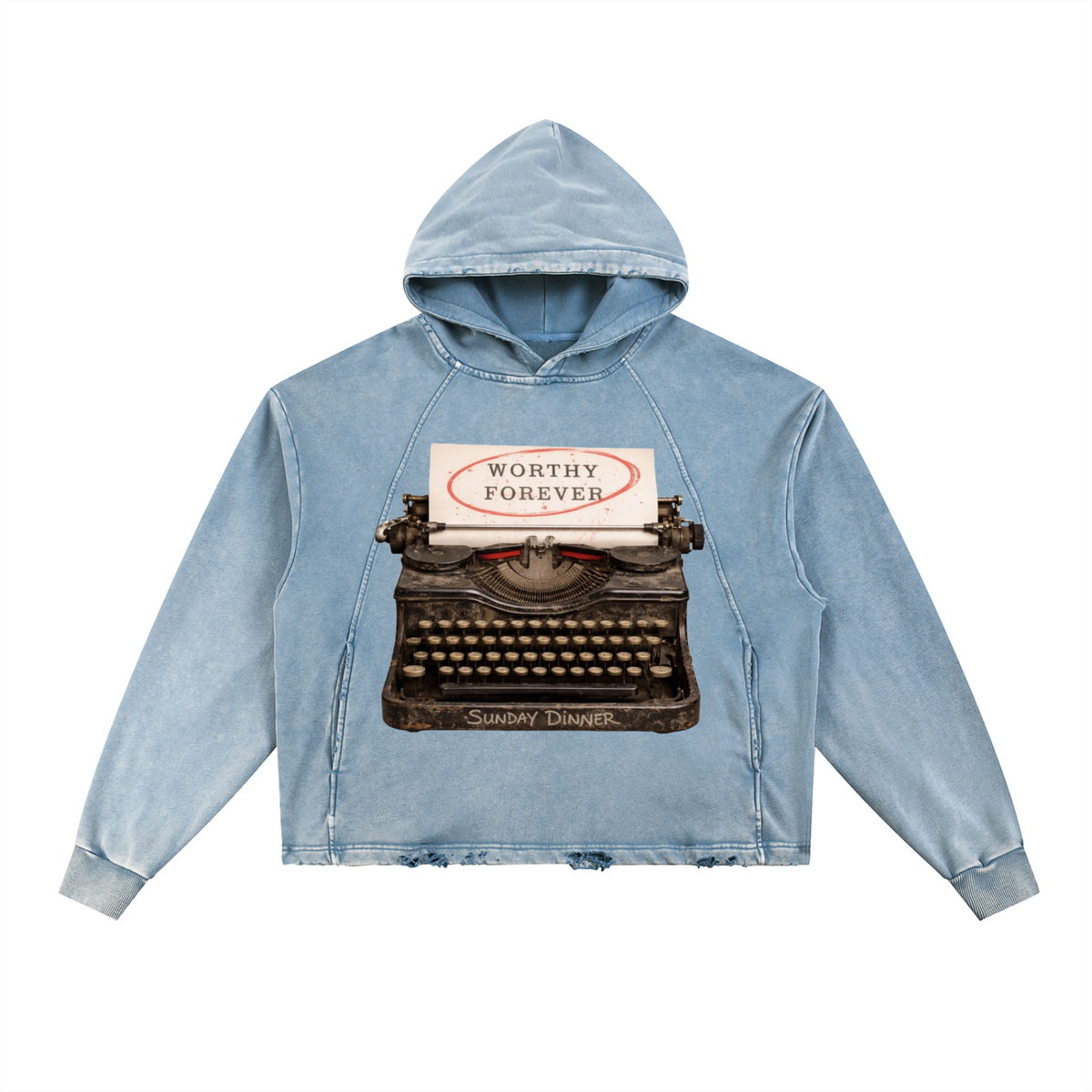 Worthy Forever Vintage Washed Frayed-Hem Hoodie