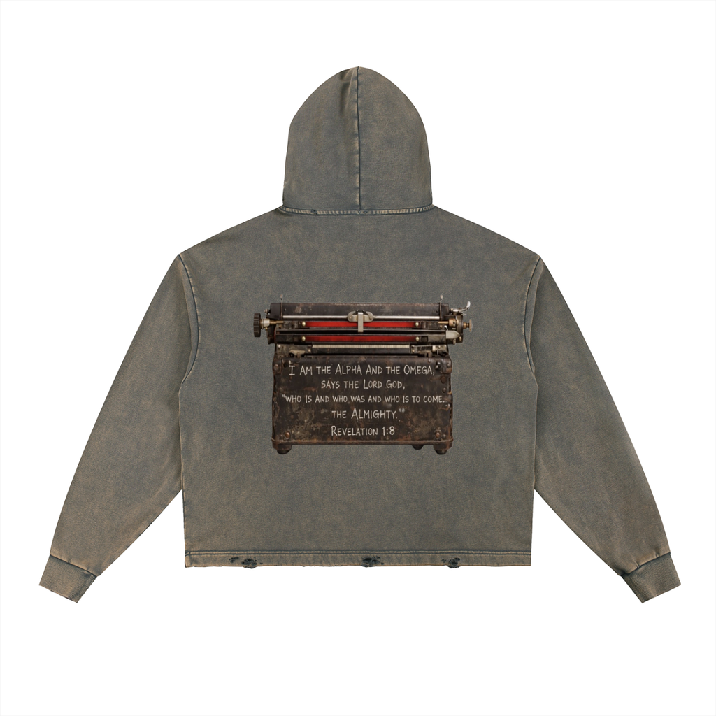 Worthy Forever Vintage Washed Frayed-Hem Hoodie